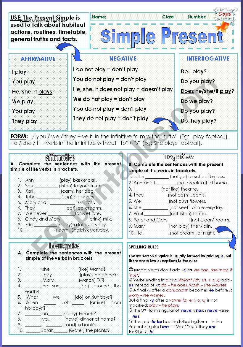 Simple Present  (06.02.12) worksheet