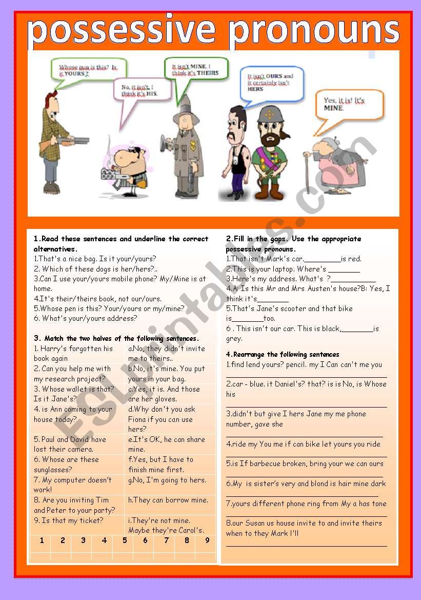 POSSESSIVE PRONOUNS worksheet