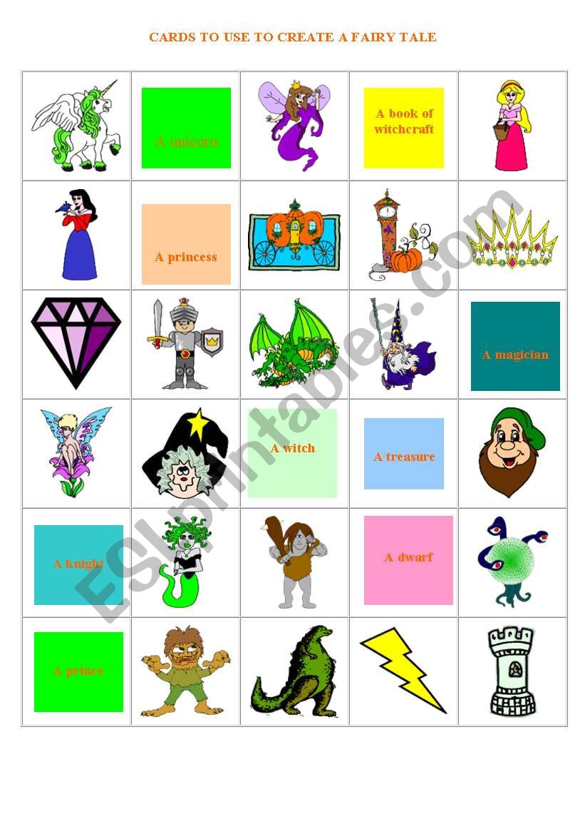 fairy tale cards worksheet