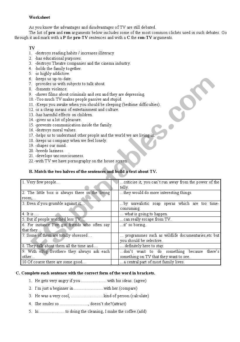 Television - advantages and disadvantages