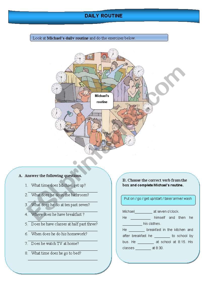 daily routine worksheet