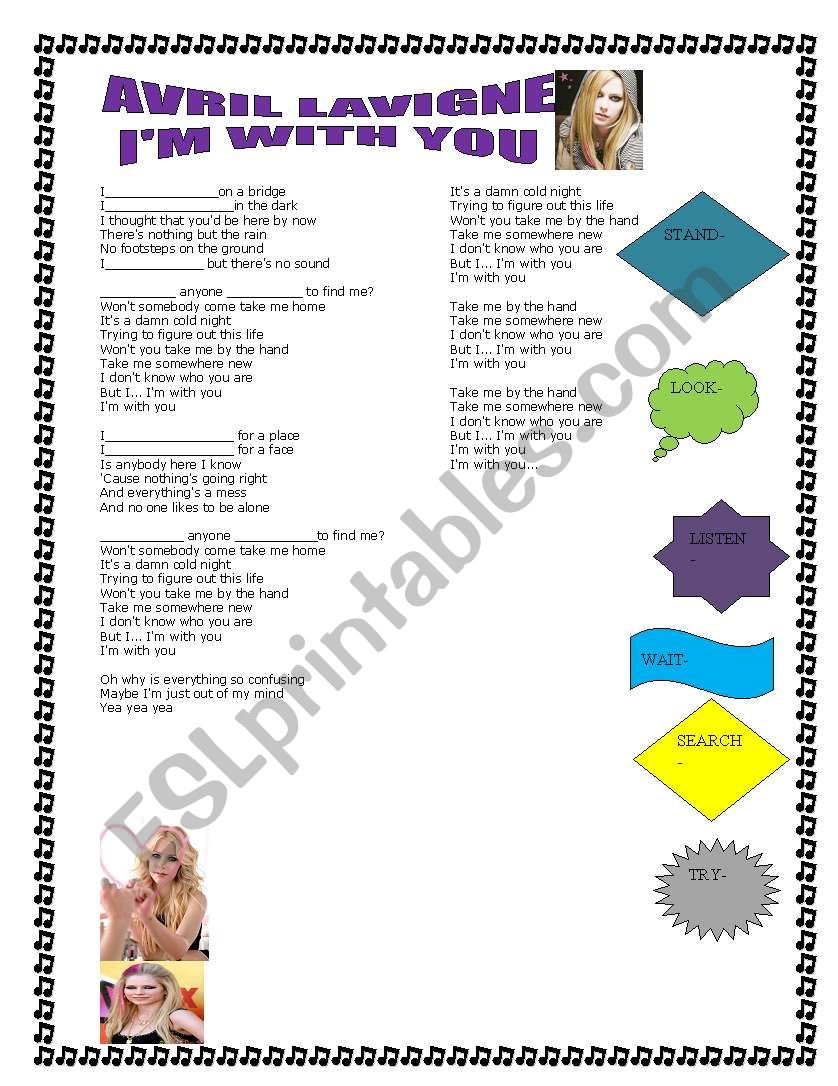 Avril Lavigne-Im with you worksheet