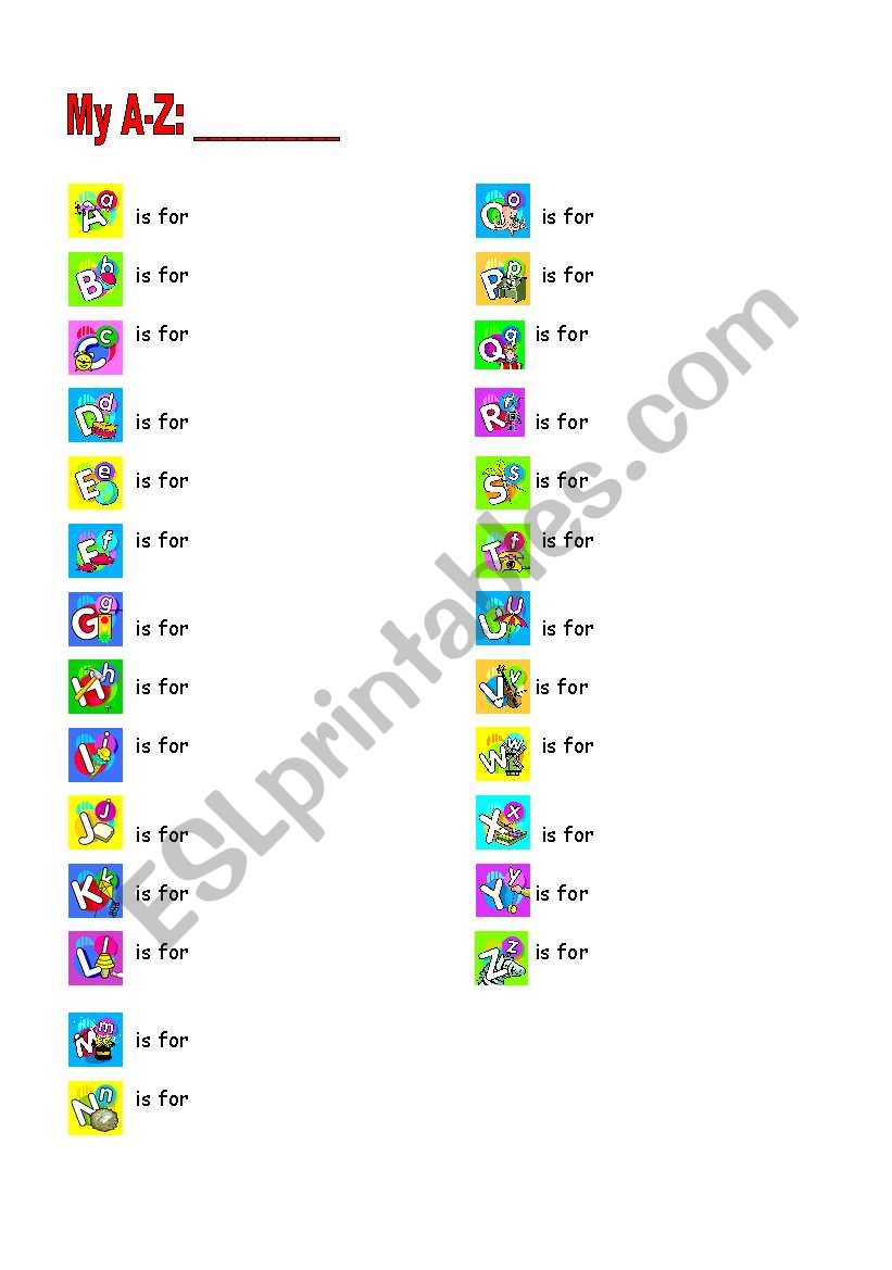 A-Z revision worksheet worksheet