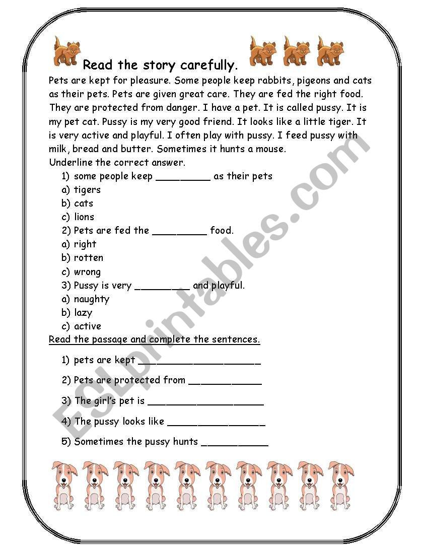 reading comprehension part 2 worksheet