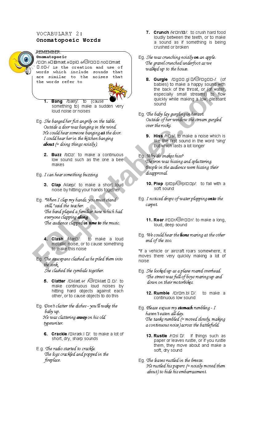 Onomatopoeic Words worksheet