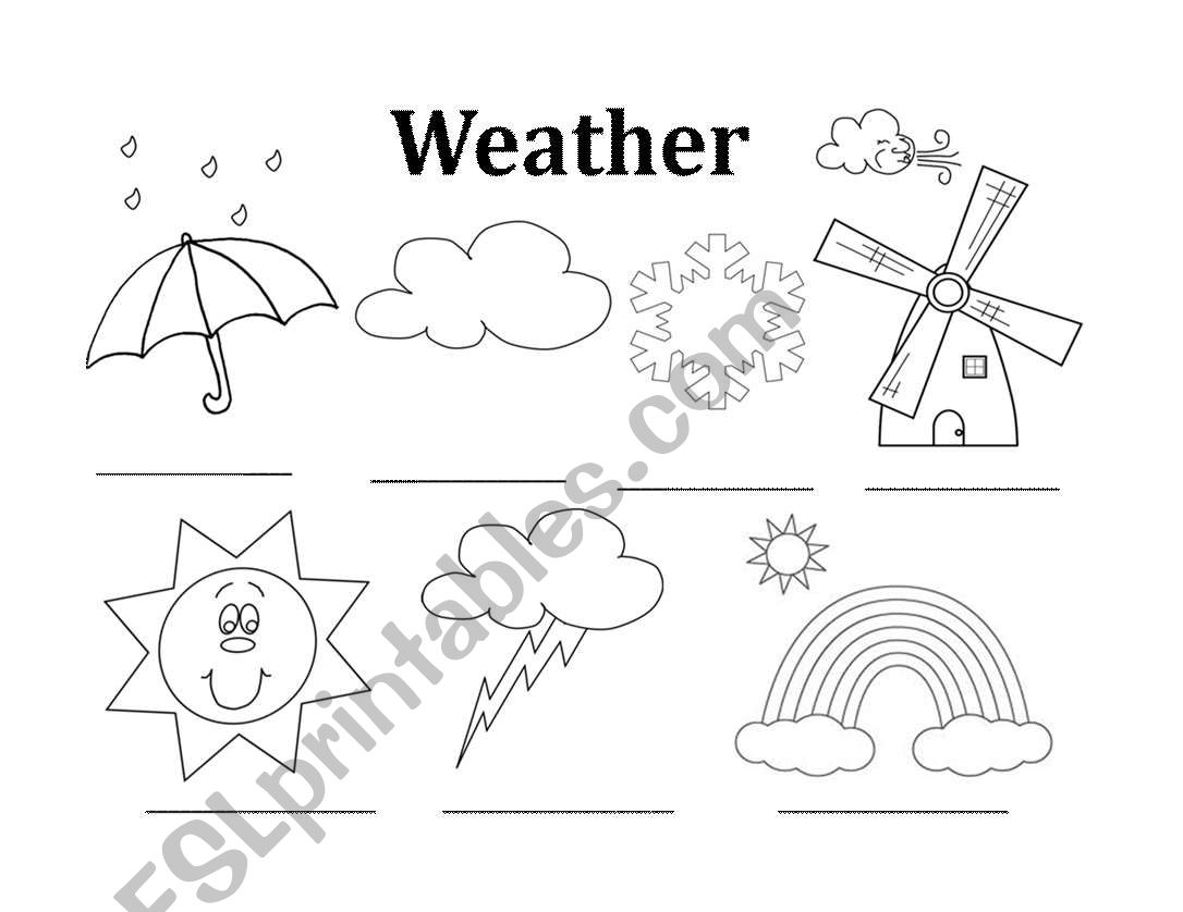 Weather coloring in sheet worksheet