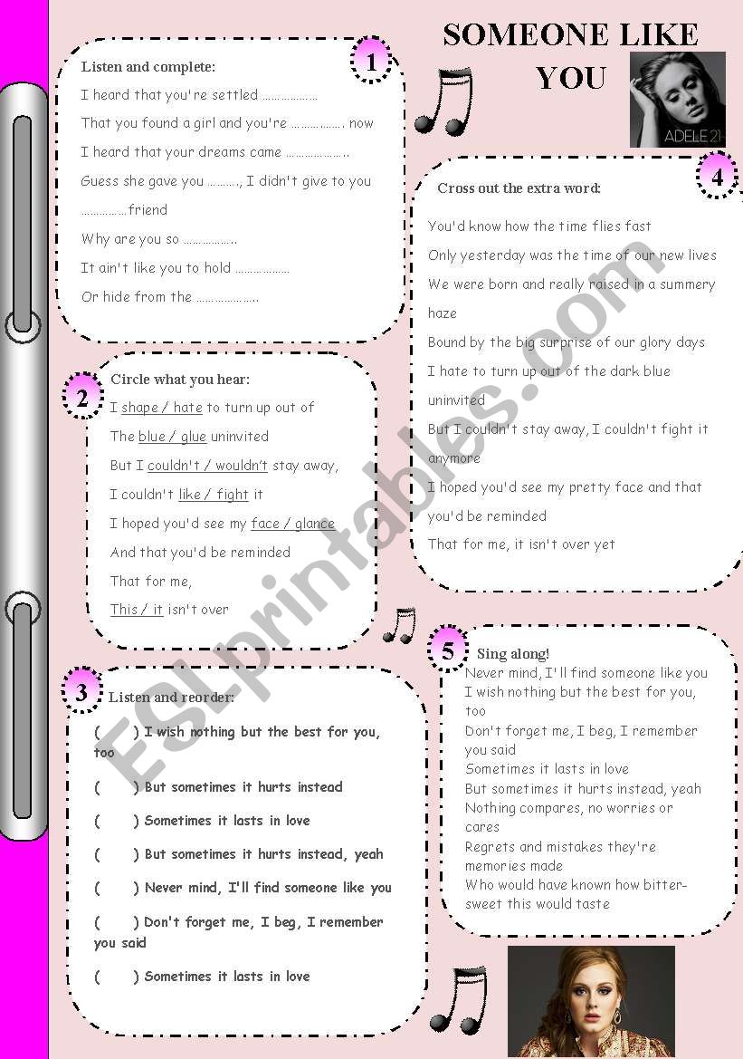 Someone like you - Adele worksheet