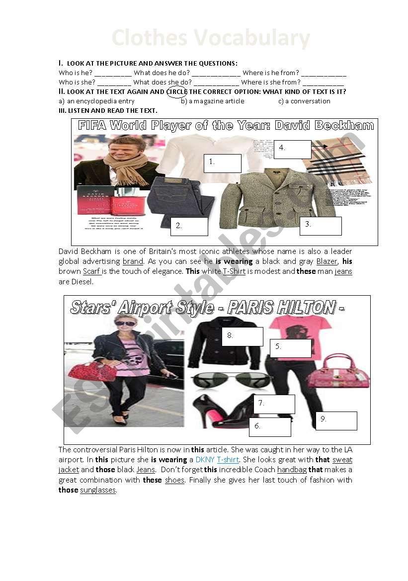 Clothes Vocabulary  worksheet
