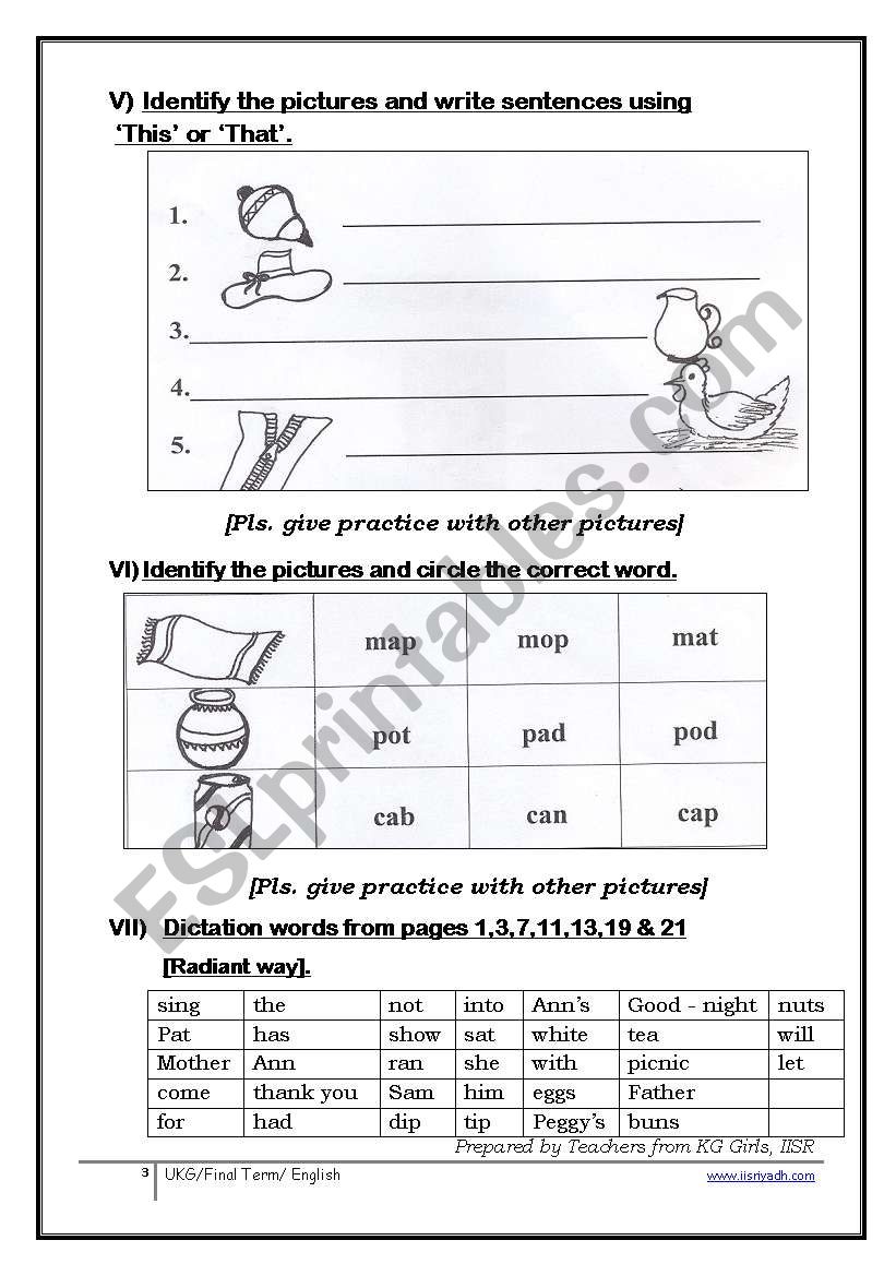 english worksheets english ukg worksheet