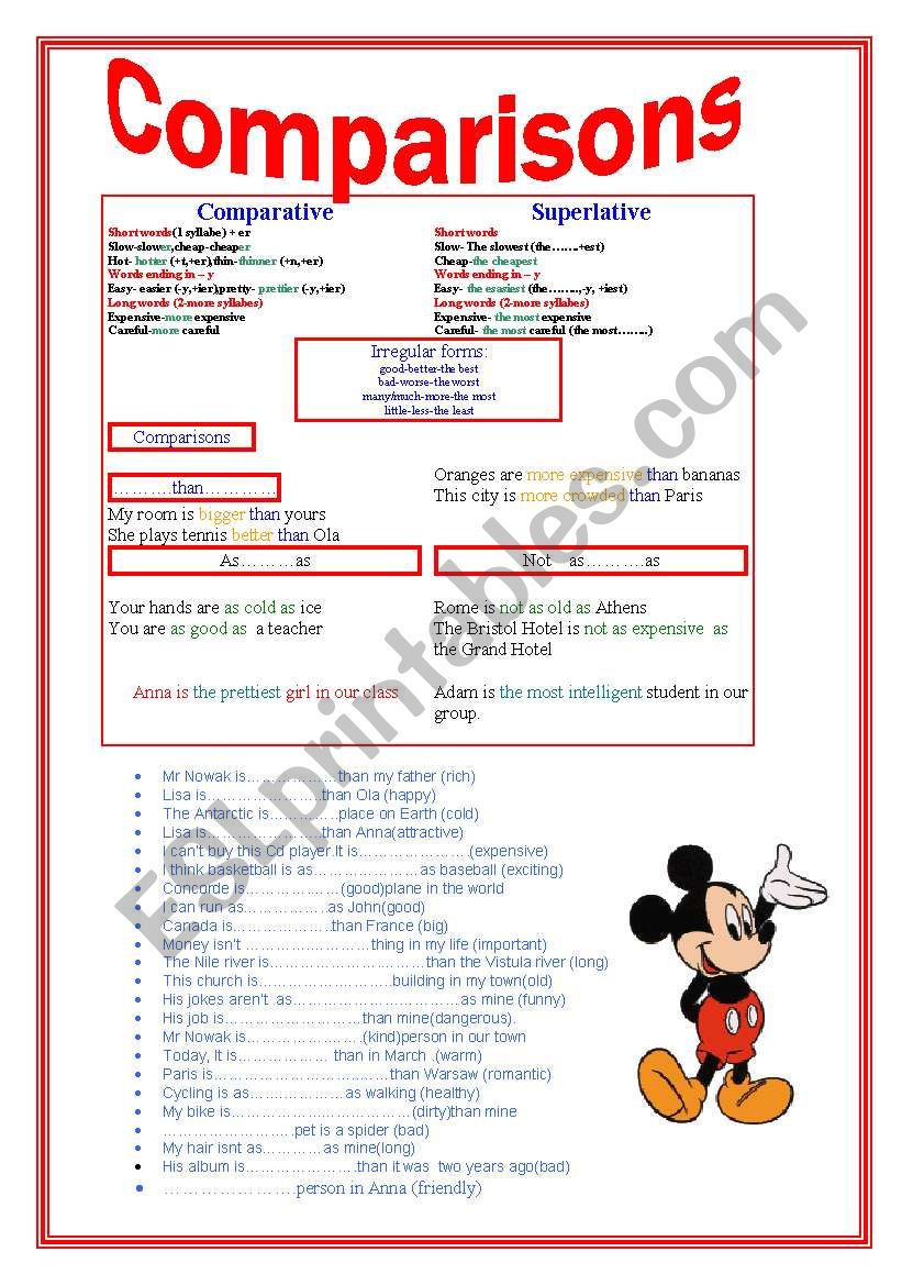 ADJECTIVES -superlative and comparative forms 