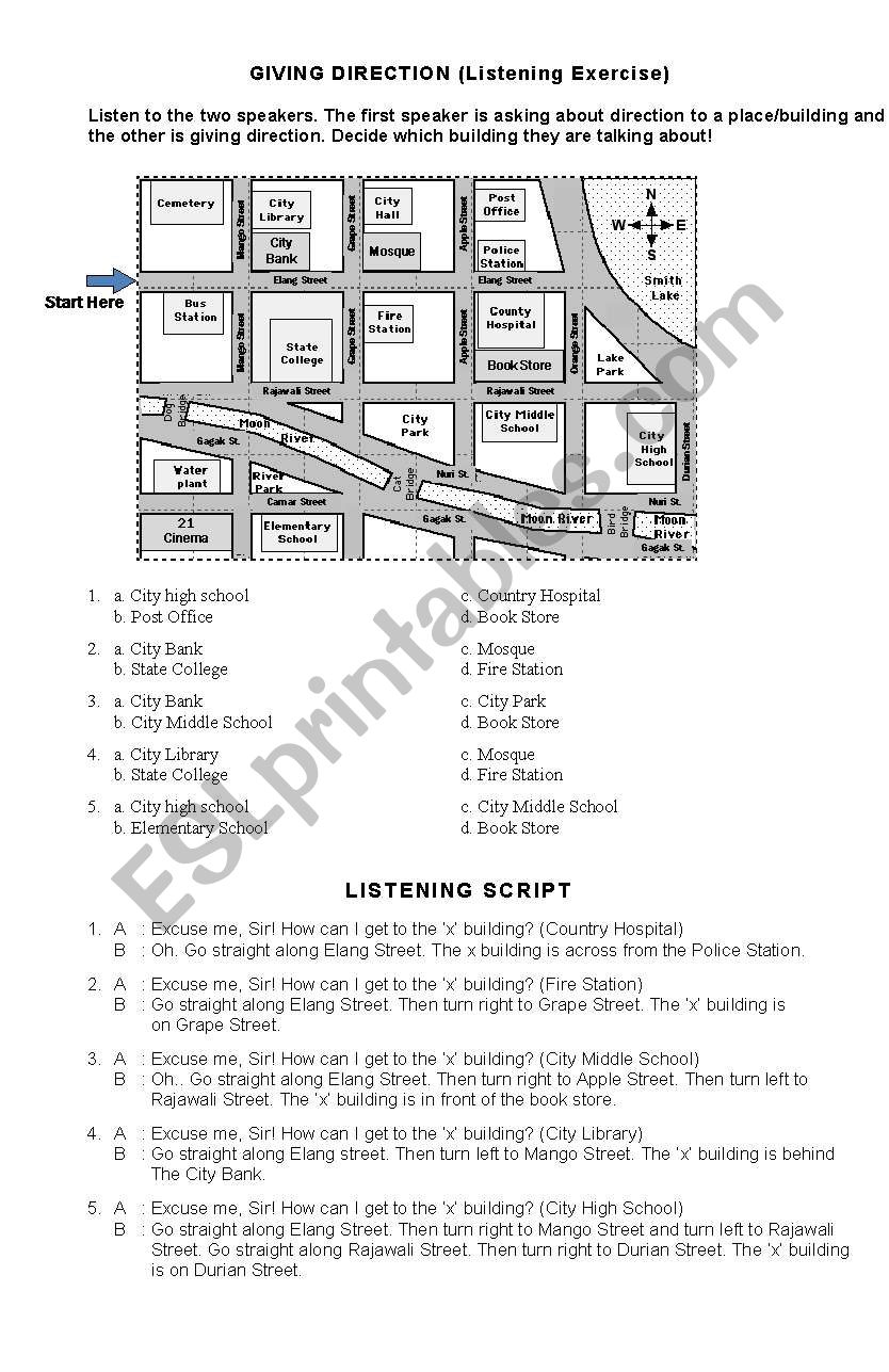 Giving Direction (Listening Exercise)