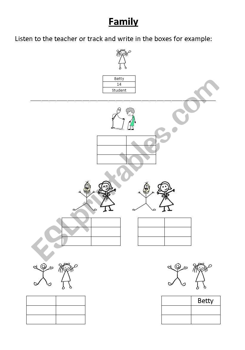 Bettys Family - Listening worksheet