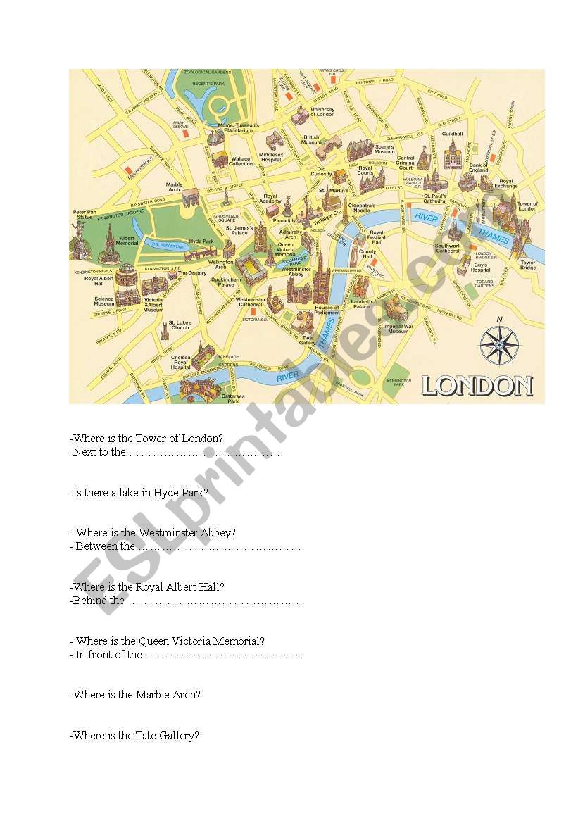 London map worksheet