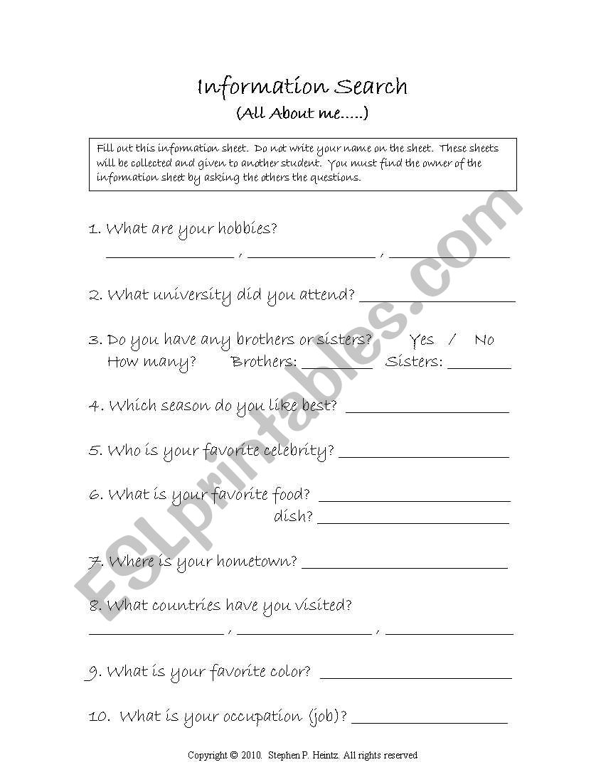 Introduction worksheet