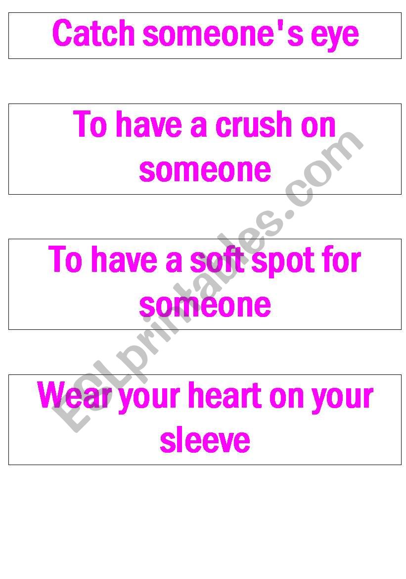 St.Valentines memory game on sayings and idioms I