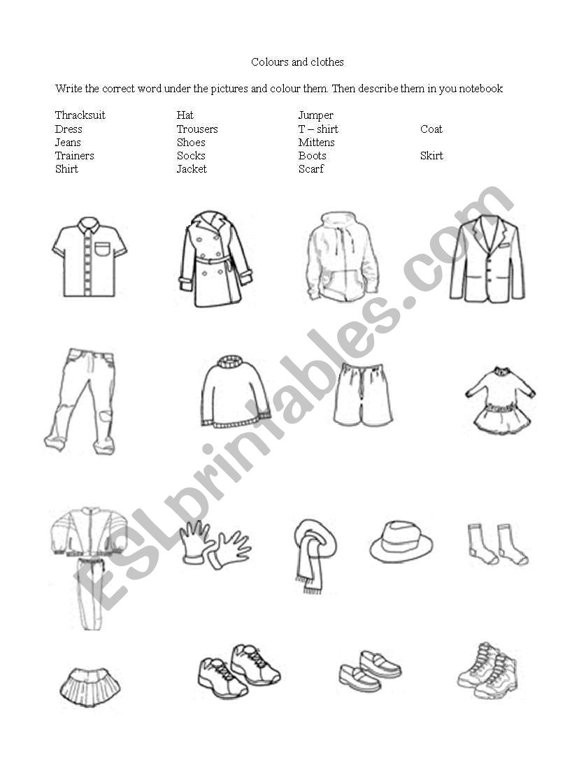 Colours and clothes worksheet