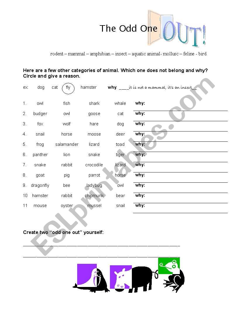 Odd  One Out worksheet