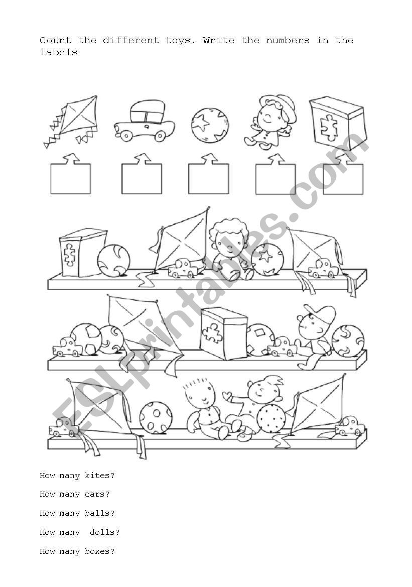 count the different toys worksheet