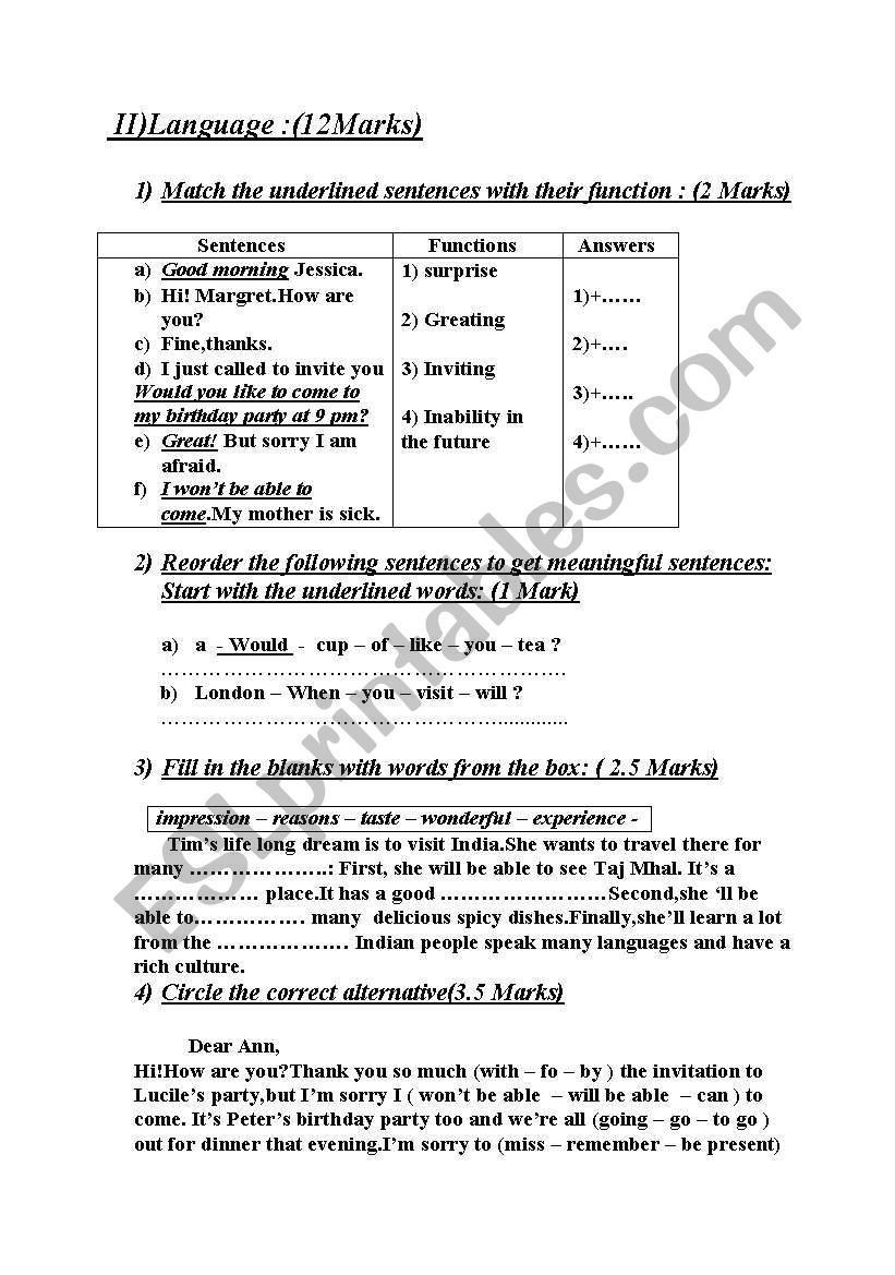 end of term test n:1 language part