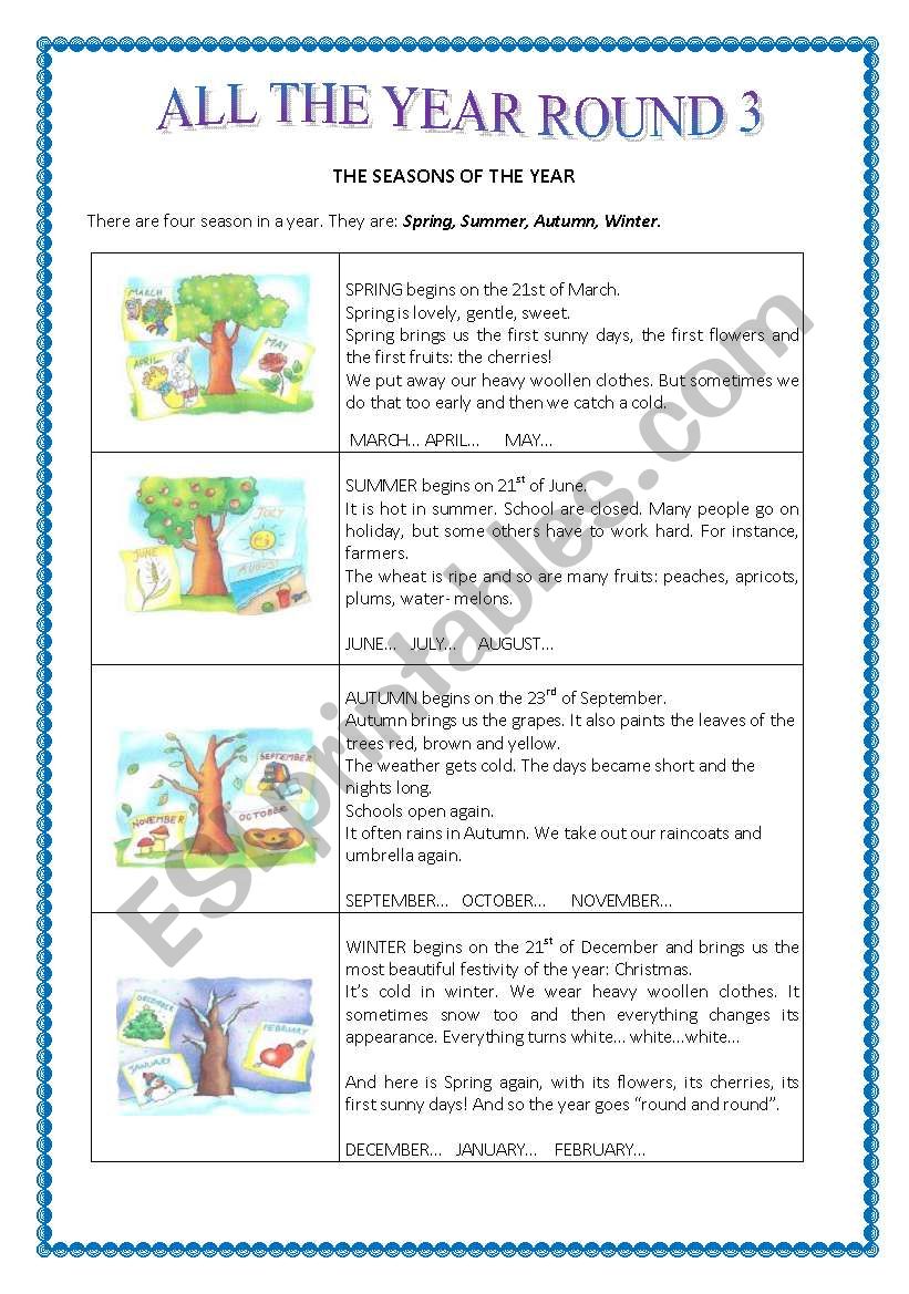 ALL THE YEAR ROUND 3 worksheet