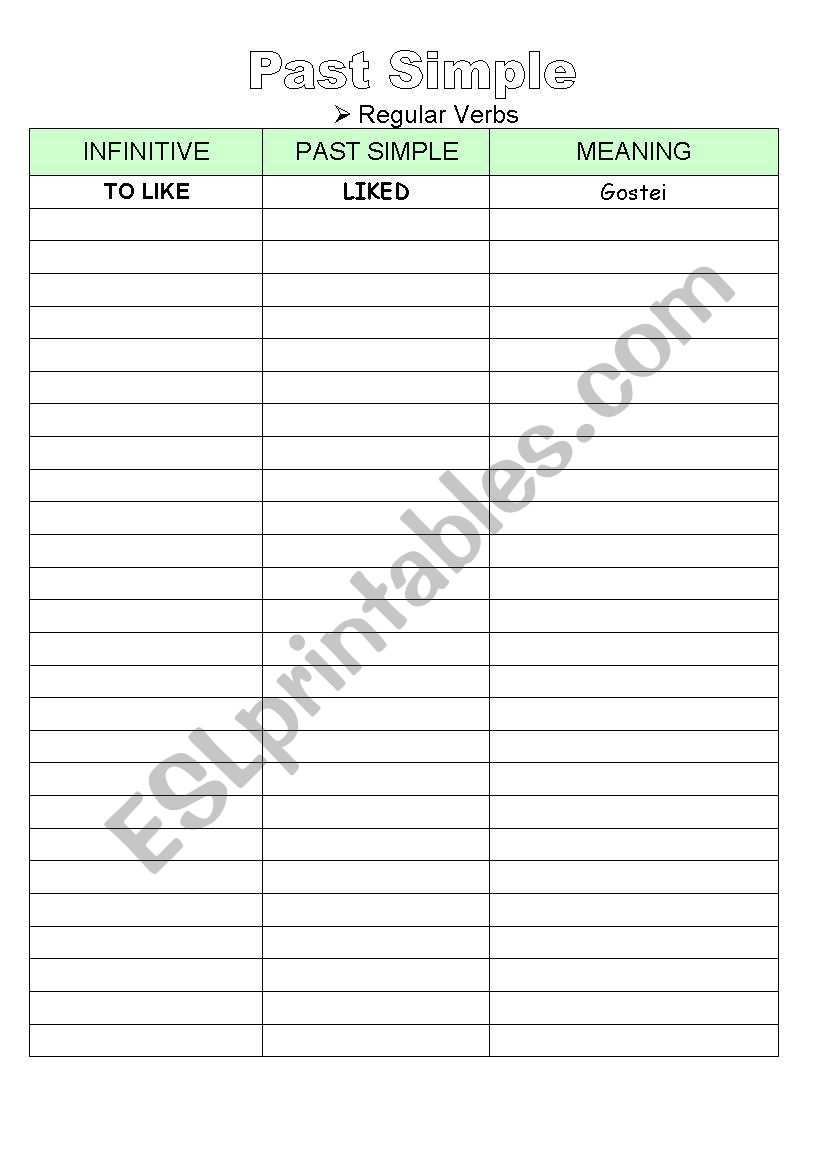 REGULAR VERBS worksheet