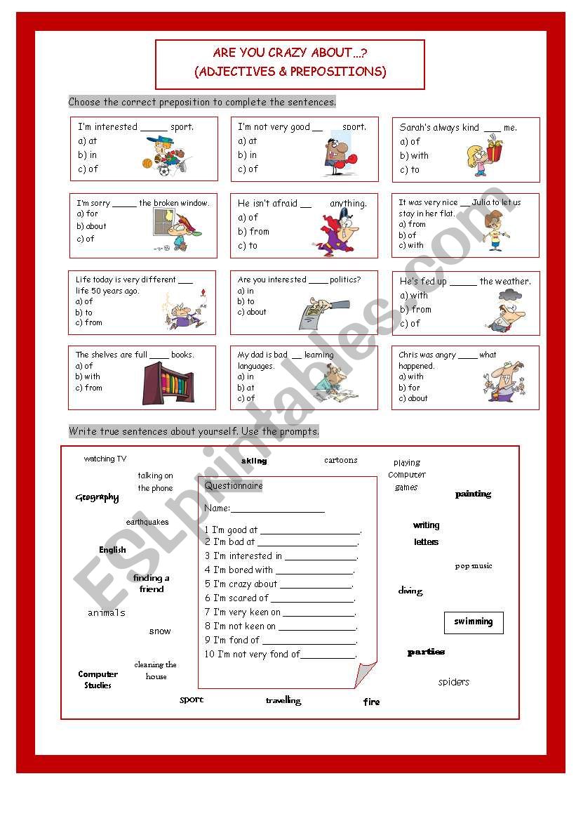 Are You Crazy About...? (Adjectives & Prepositions)