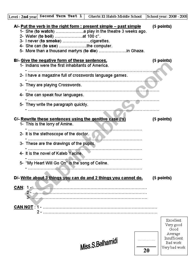 activity worksheet