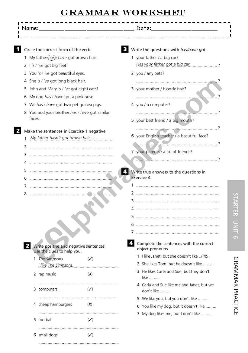 GRAMMAR WORKSHEET- VERBS worksheet