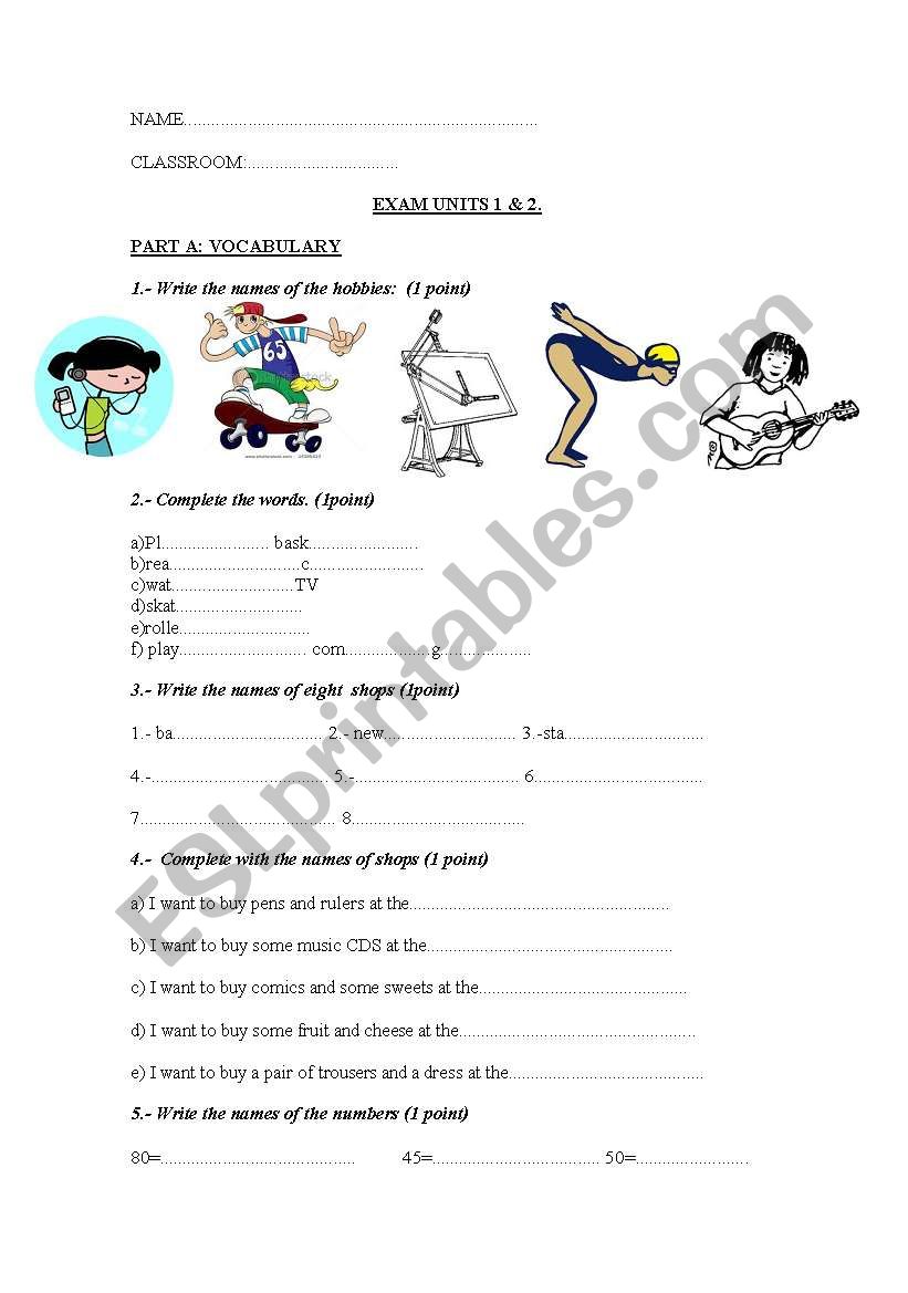 exam review worksheet