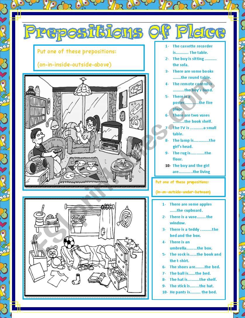 PREPOSITIONS OF PLACE worksheet