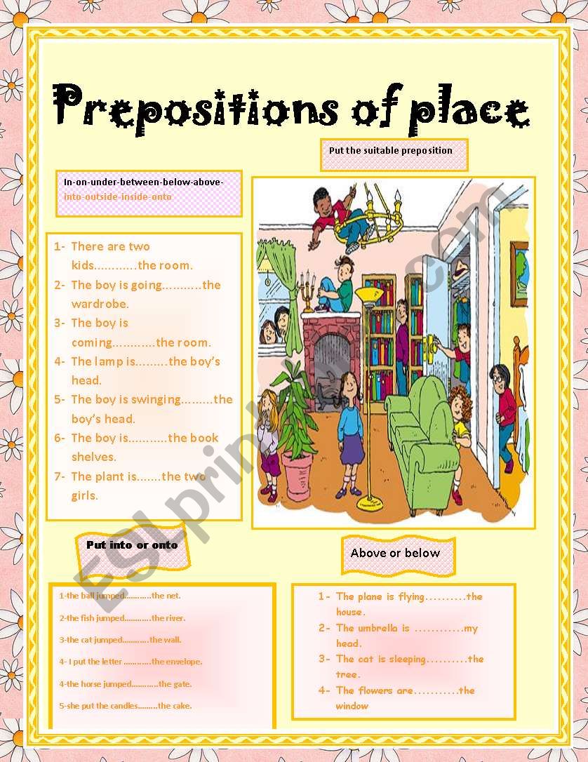 PREPOSITIONS OF PLACE worksheet