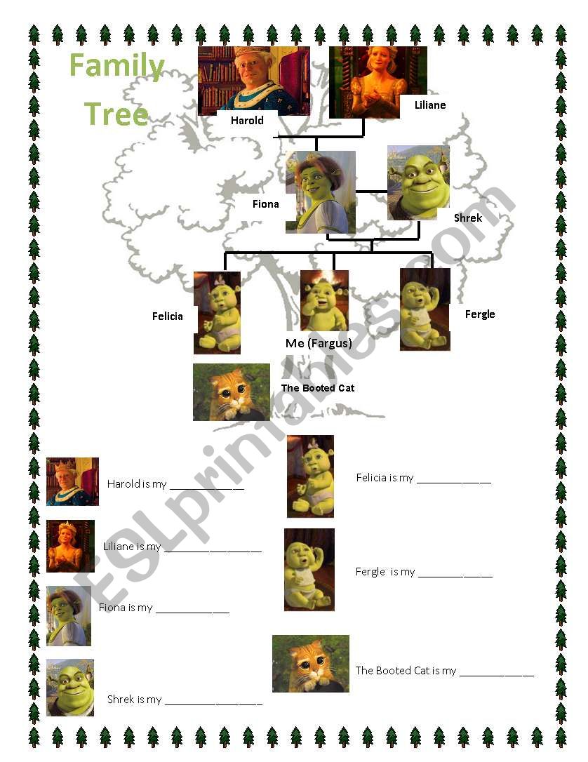 Family Tree Shrek worksheet