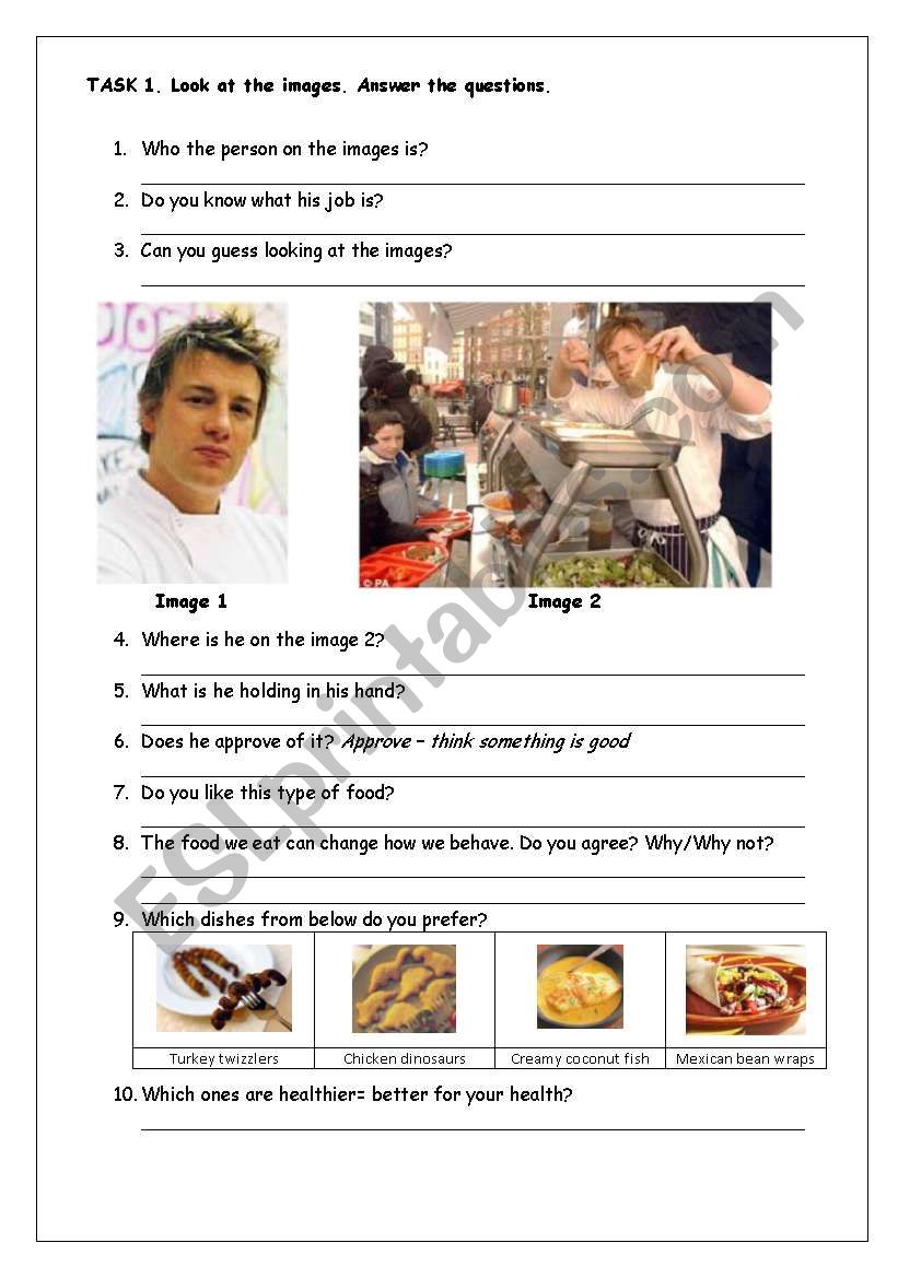 Jamie Olivers school dinners - reading comprehension
