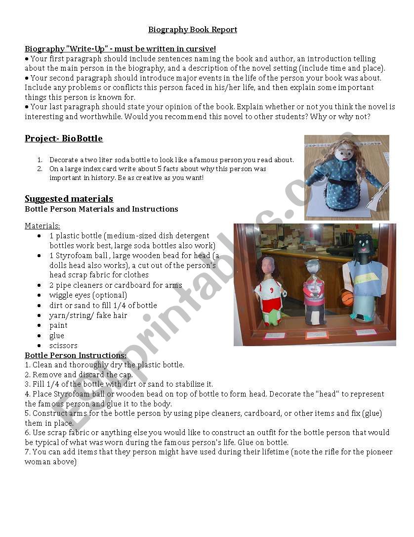 Biography Book Project using Bio-Bottle
