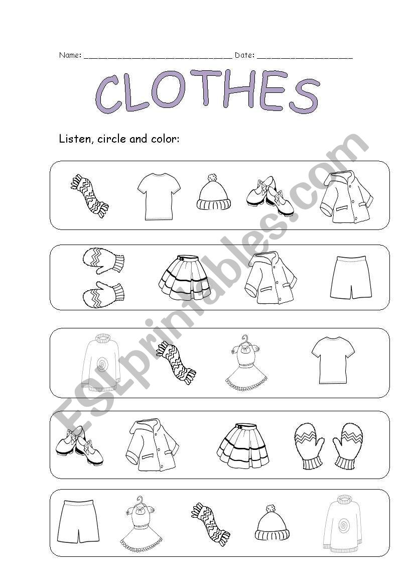 CLOTHES: Listening activity worksheet