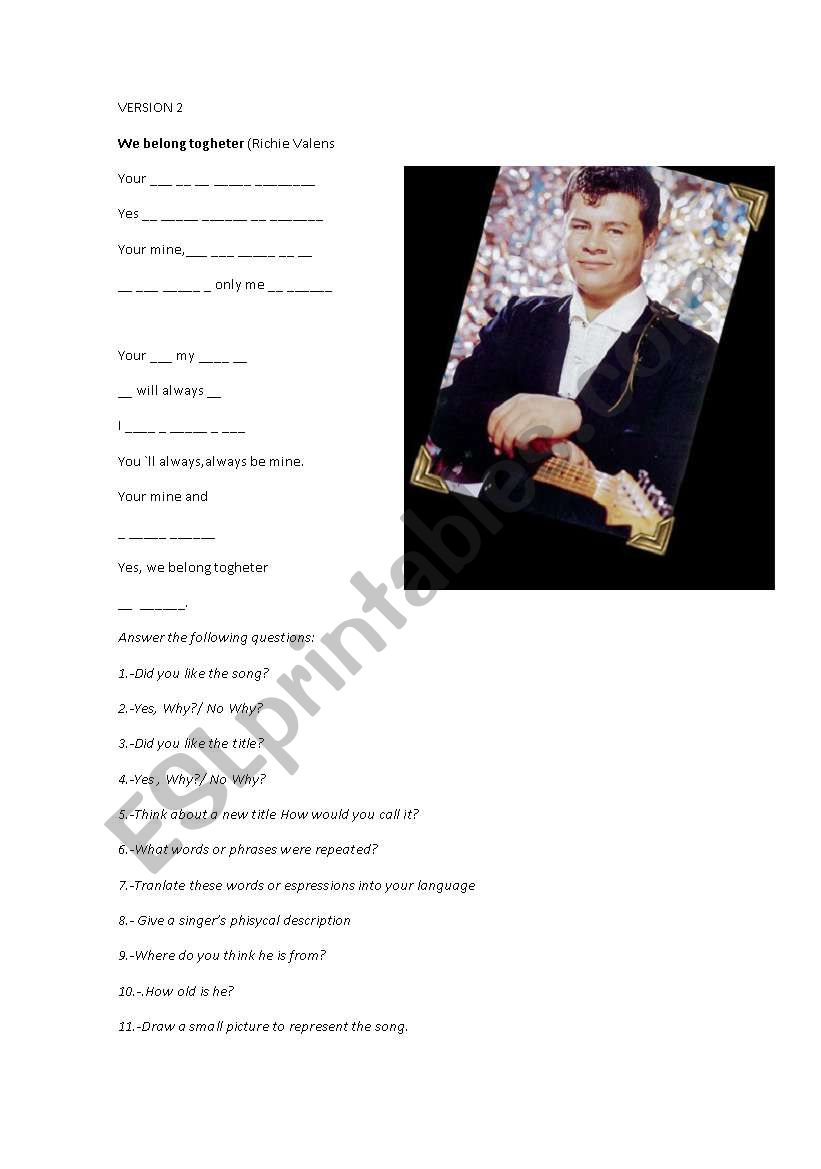 WE BELONG TOGHETER worksheet