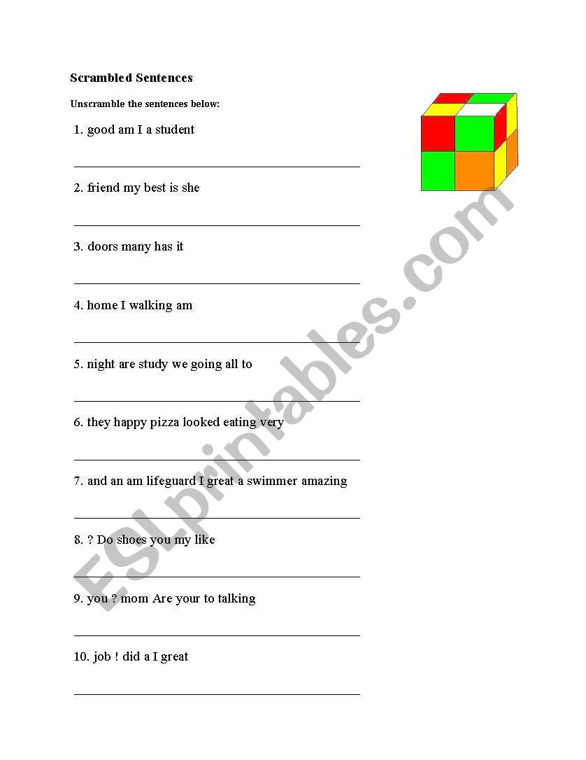 Scrambled sentences worksheet