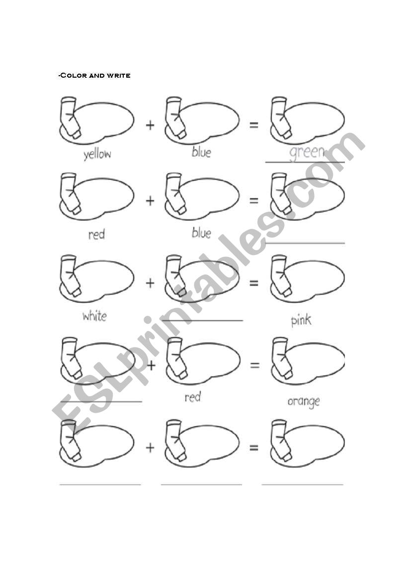 colours(color) worksheet