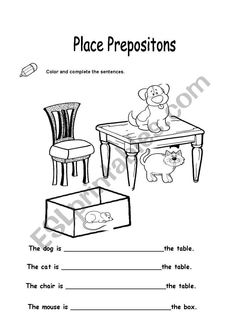 place prepositions worksheet