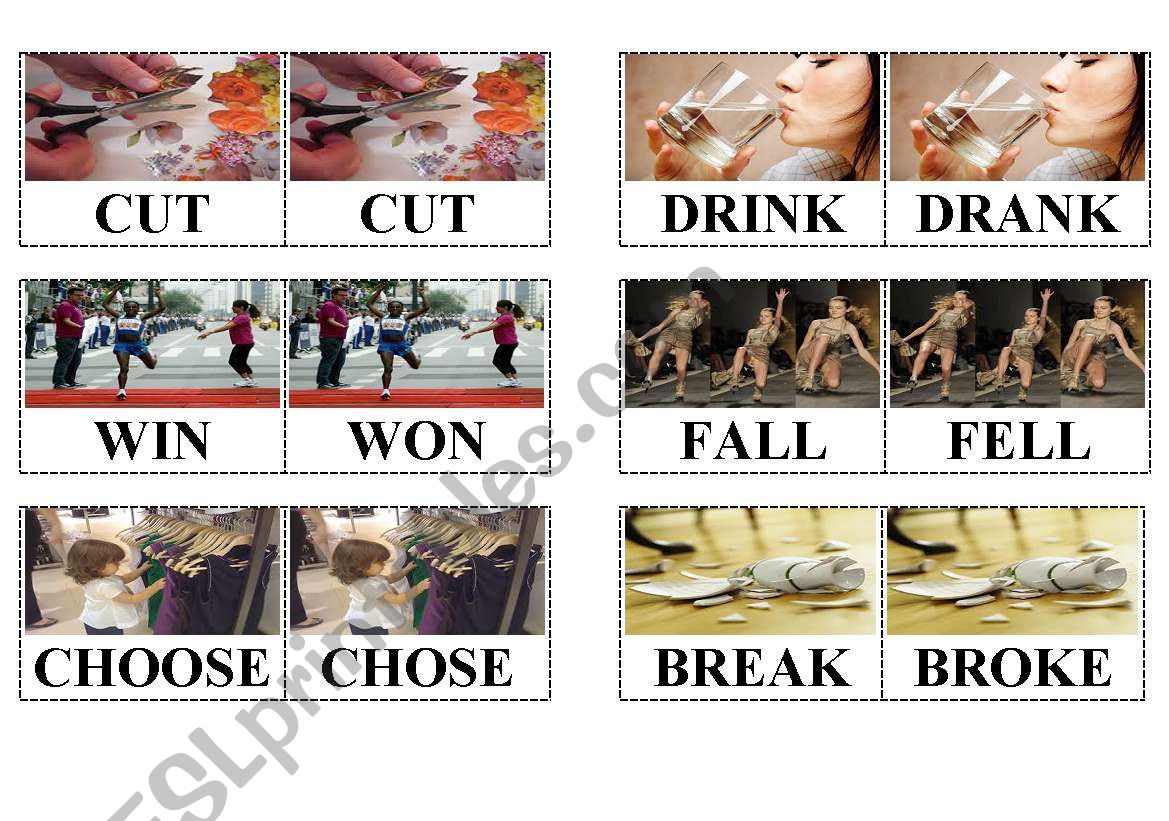 IRREGULAR VERBS - BASE AND PAST FORM - MEMORY GAME set 3