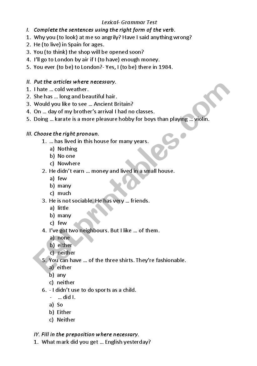 use of english grammar(general) 7th grade