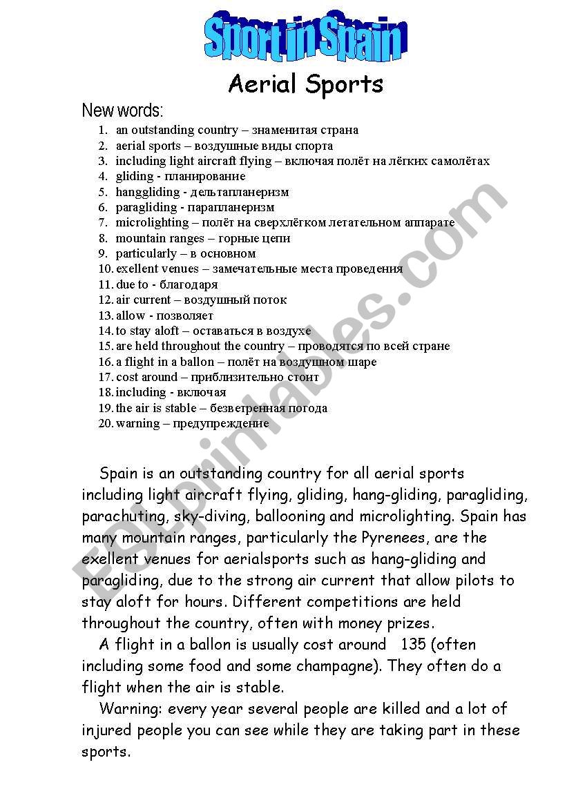 Sport in Spain2 worksheet