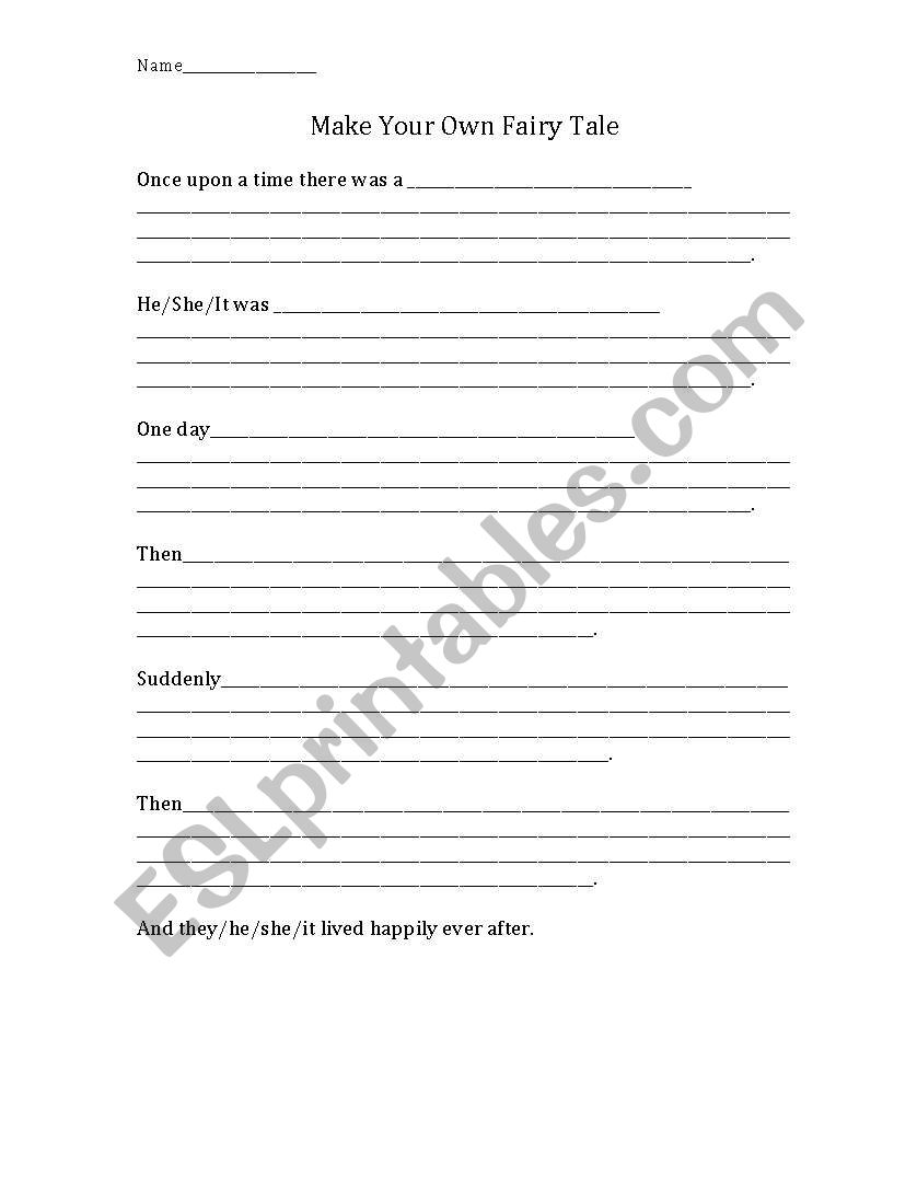 Make Your Own Fairy Tale worksheet