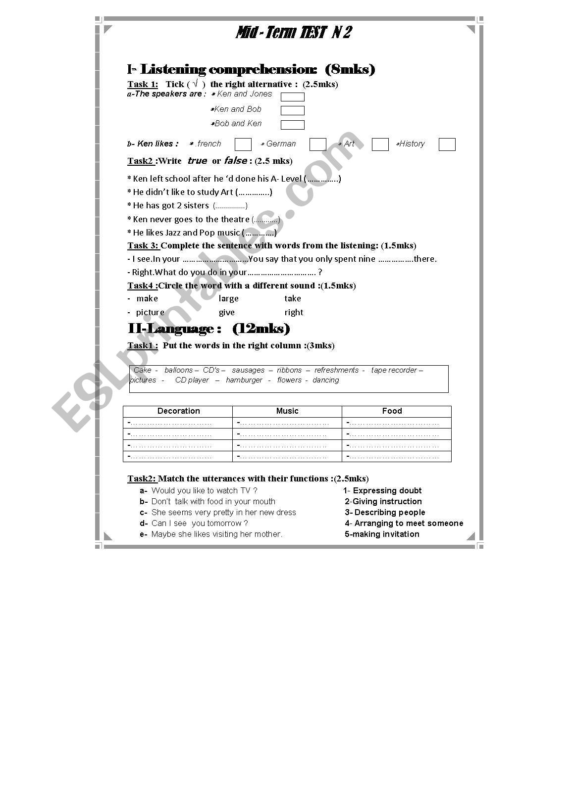 test for 8th level (tunisian plps)