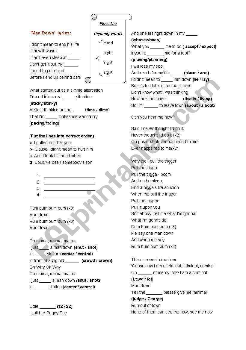 Man Down by Rihanna listening activity