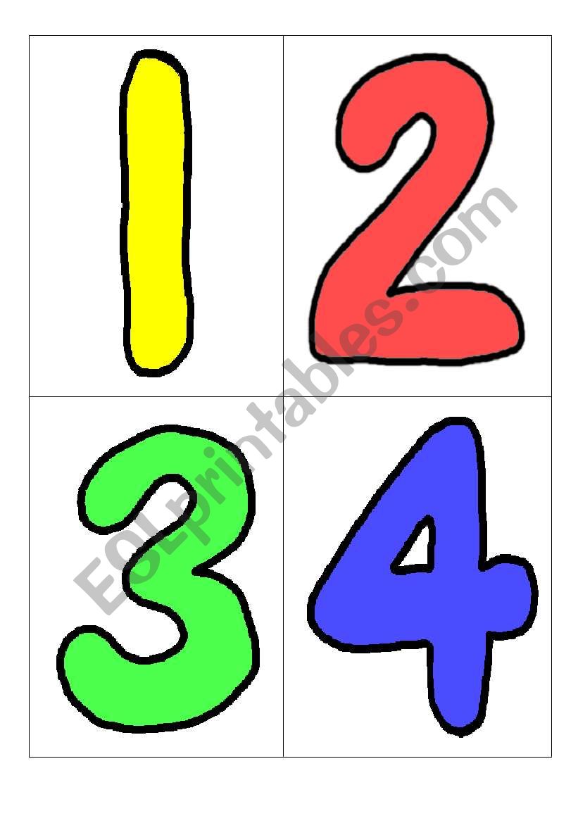 Numbers flashcards with wordcards.