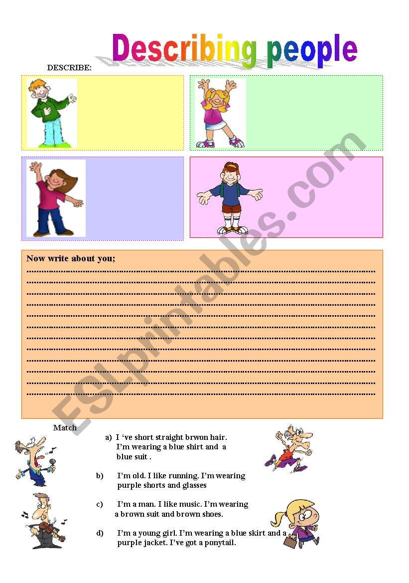 describing people worksheet