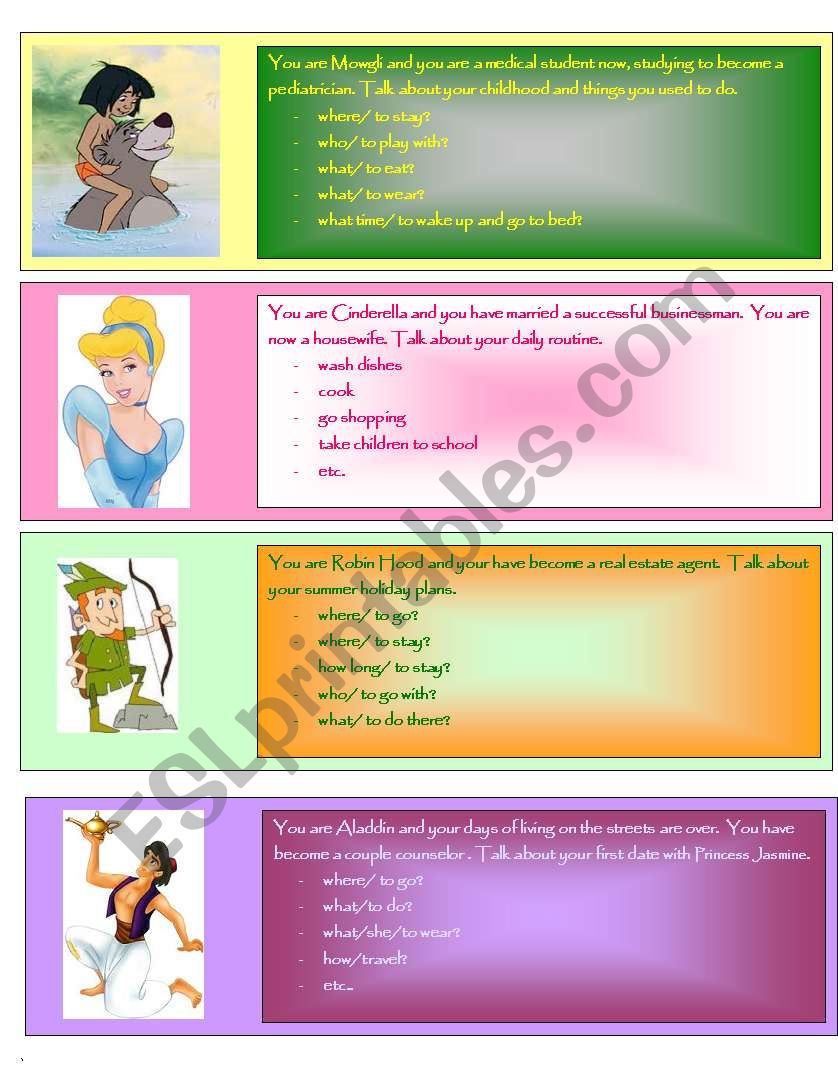 Disney stories role play worksheet