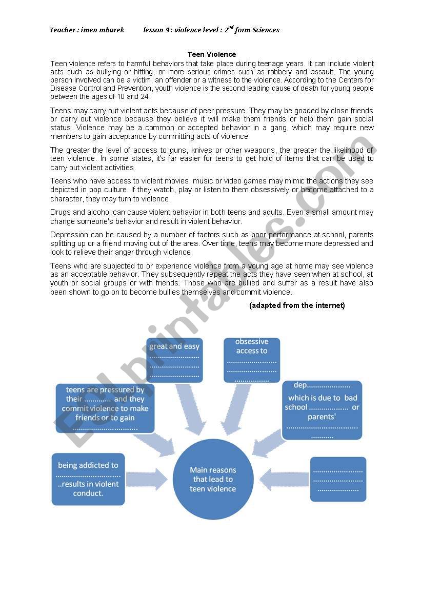 lesson9: violence worksheet