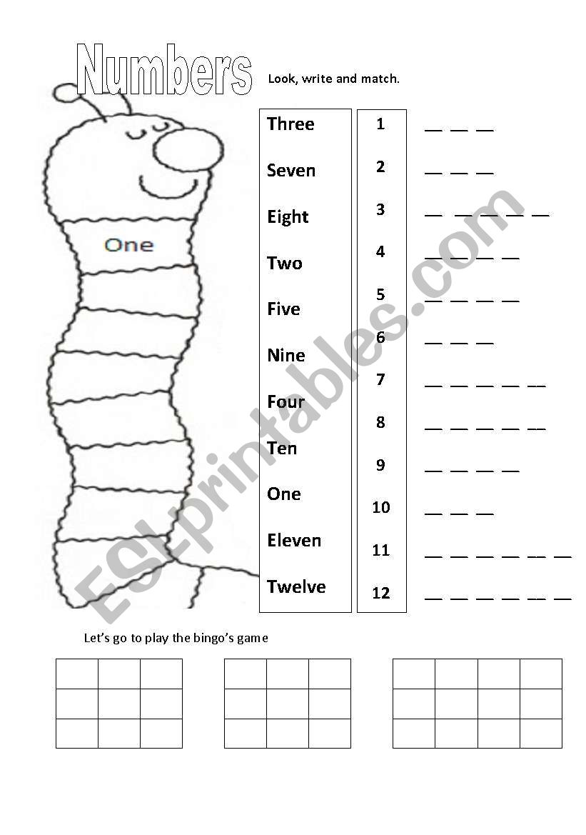 The numbers worksheet